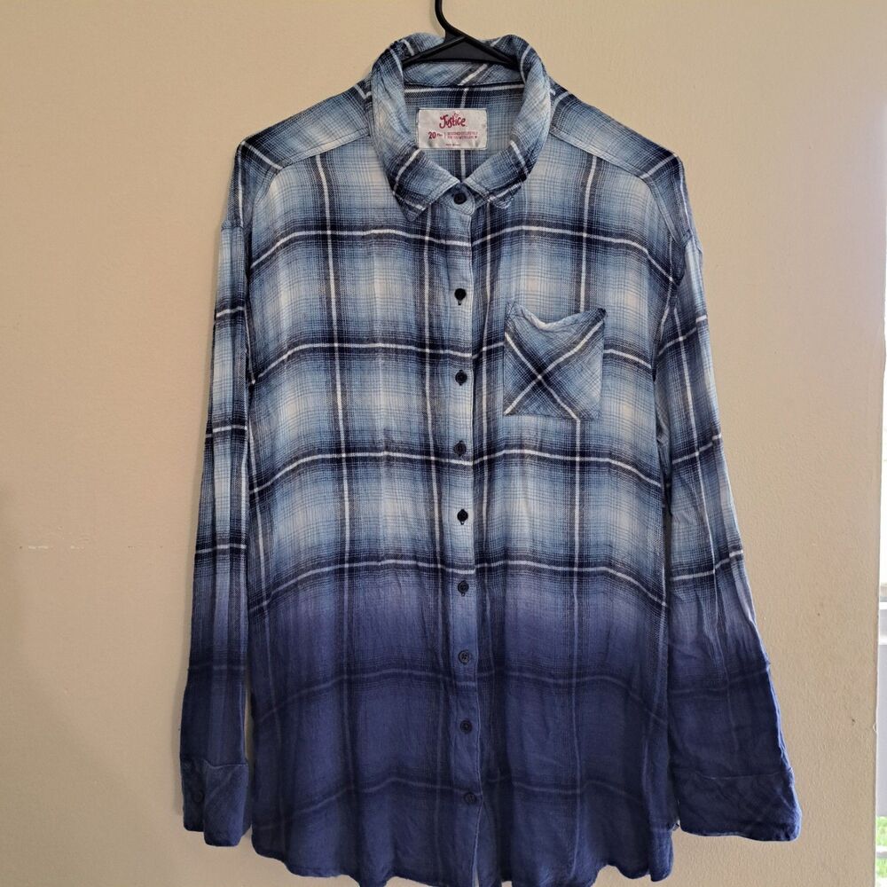 JUSTICE FLANNEL SHIRT Girls 20 plus Ties on each side